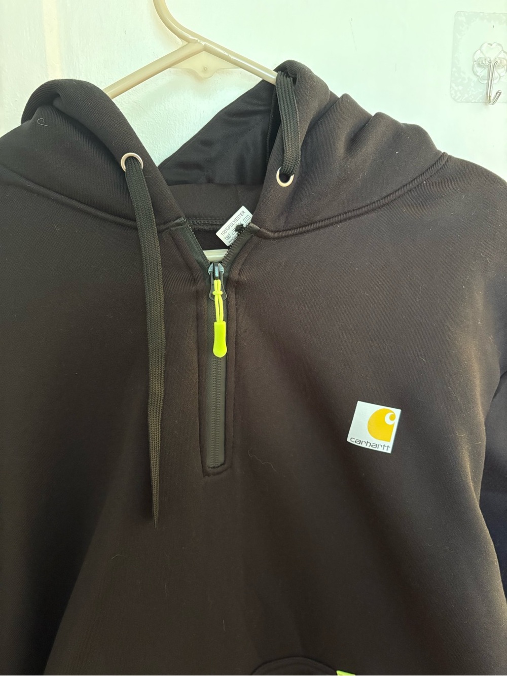 Carhartt Black Hoodie with Yellow Logo Detail